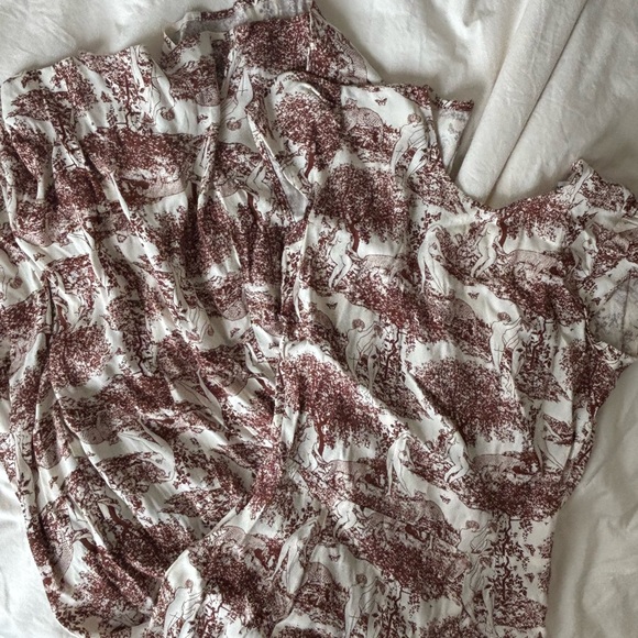 Reformation Gavin Brown&Cream Slit Midi Dress - Picture 5 of 8